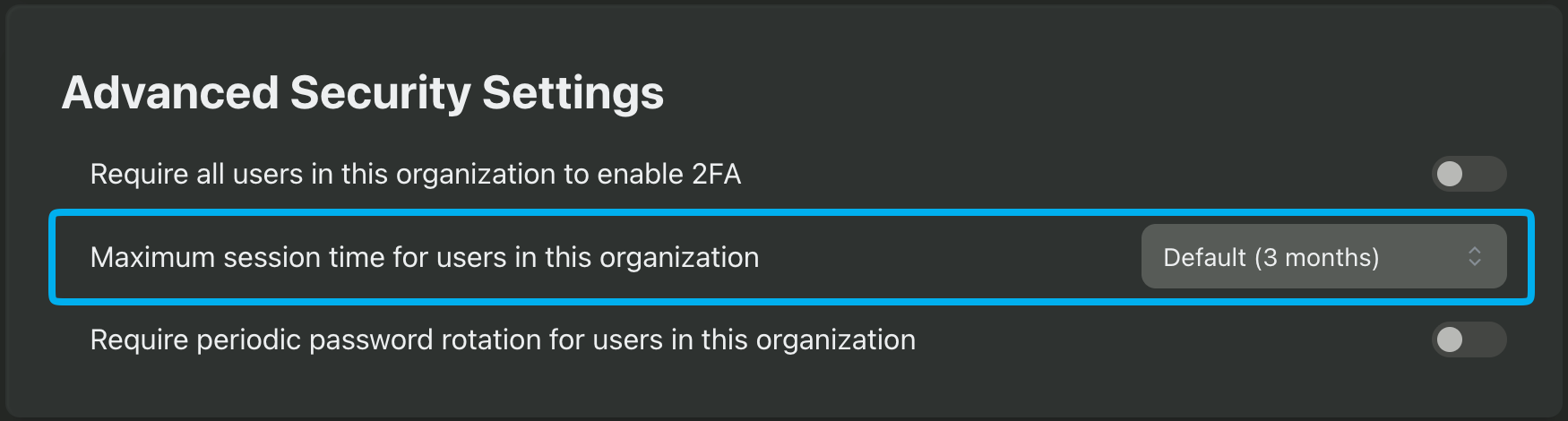 Setting an organization's login duration