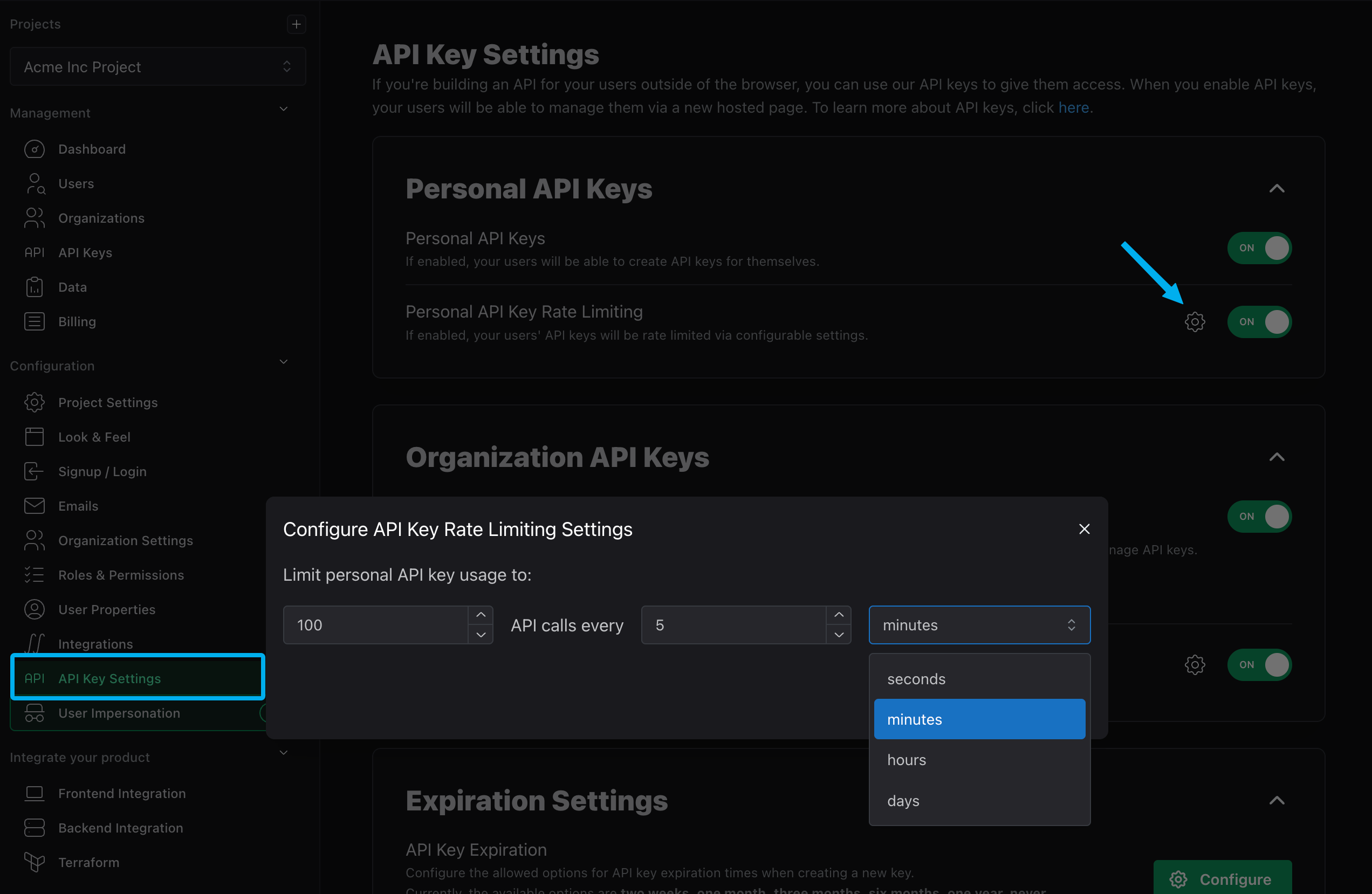 Configuring API Key Rate Limits