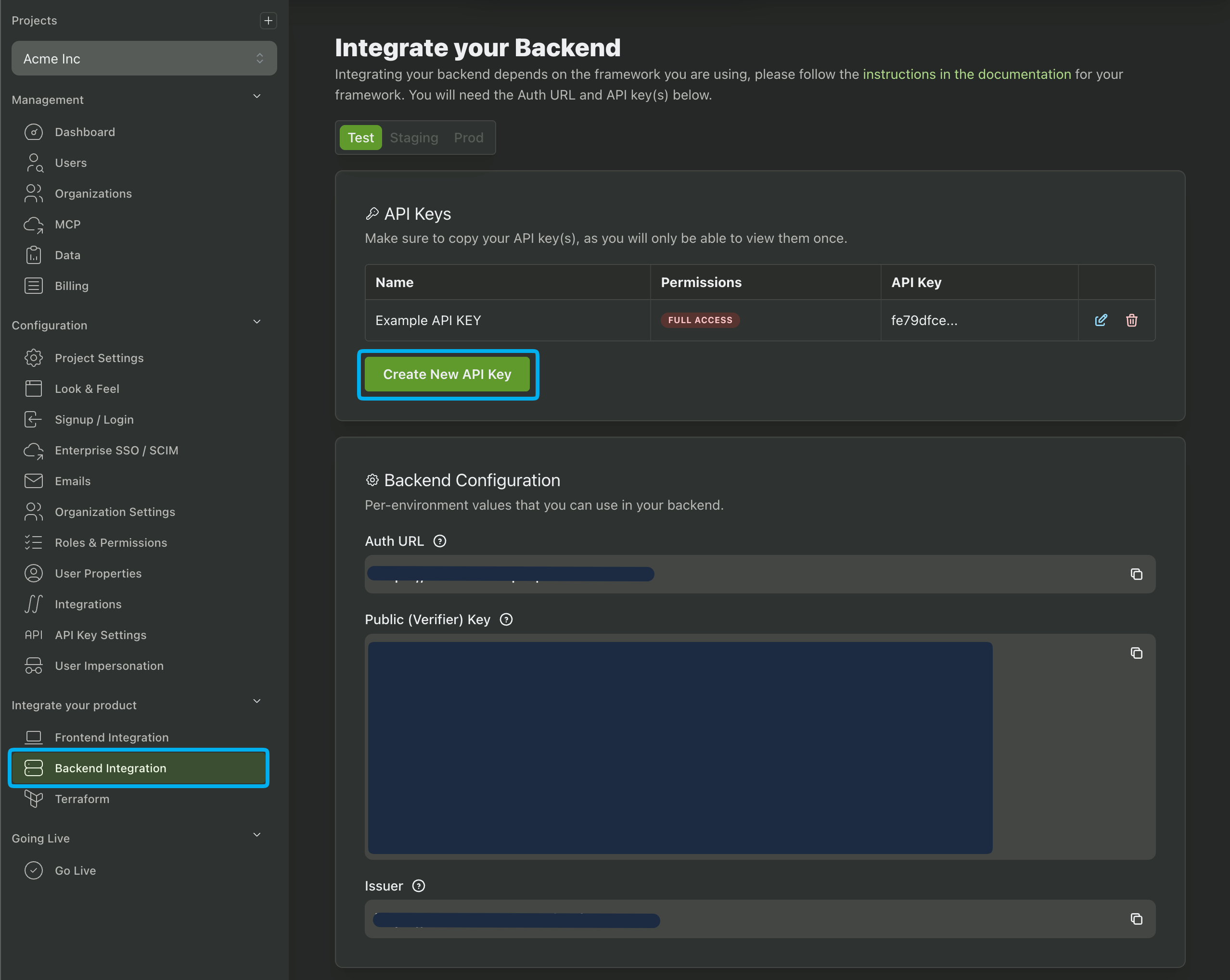 Create API Key