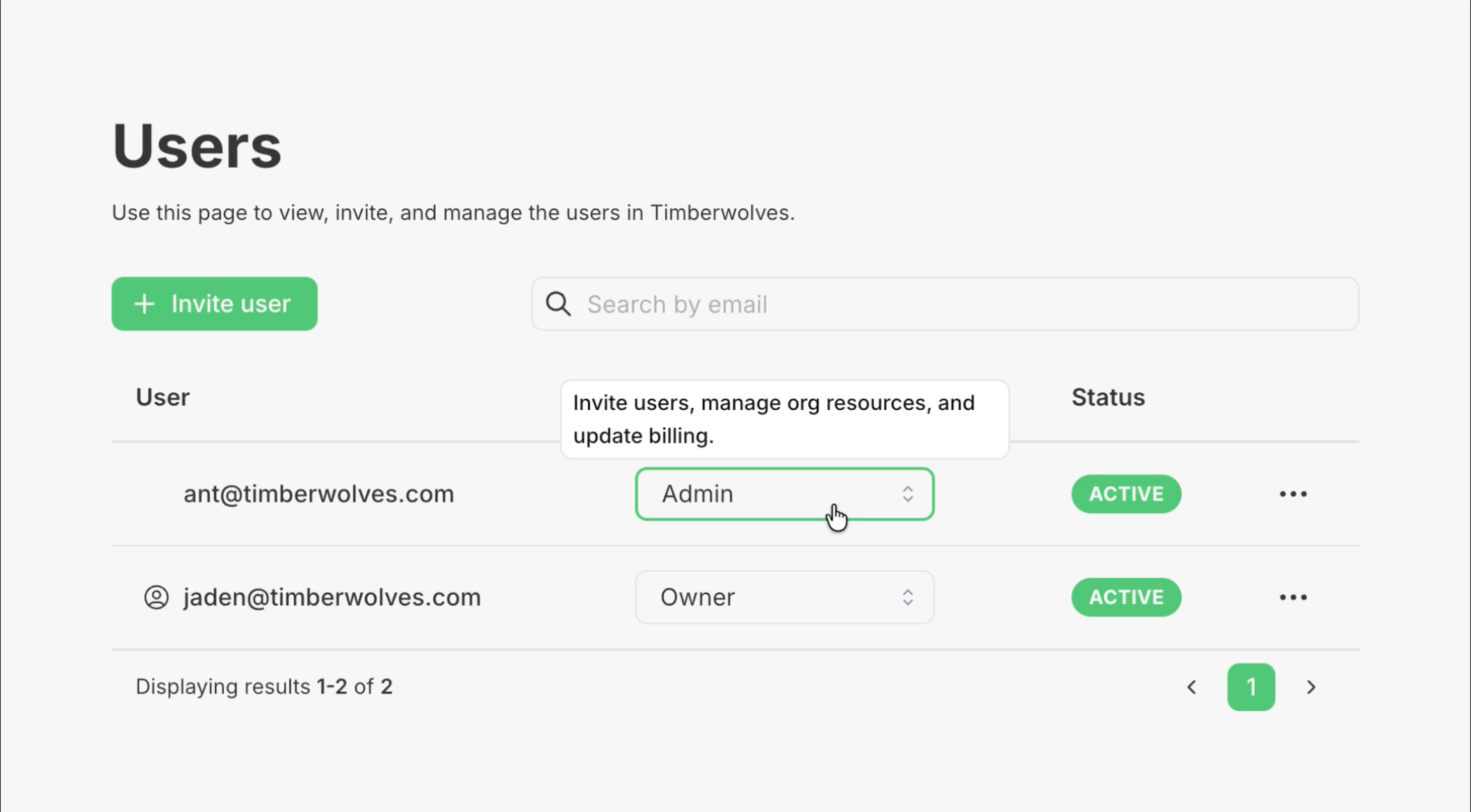 Role description in the hosted pages