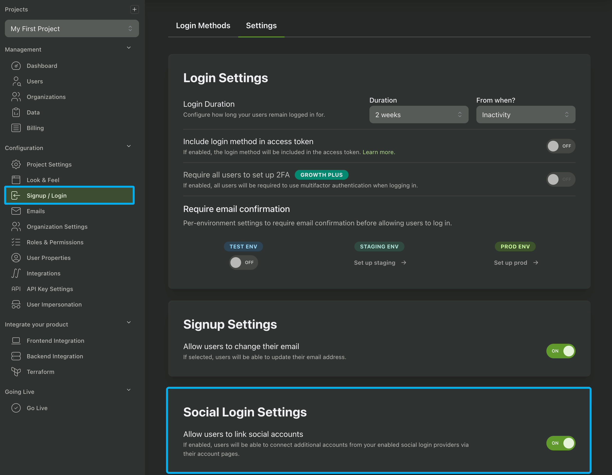 How to enable social account linking