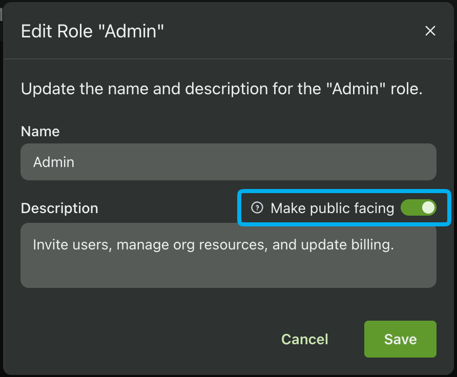 Setting a role description
