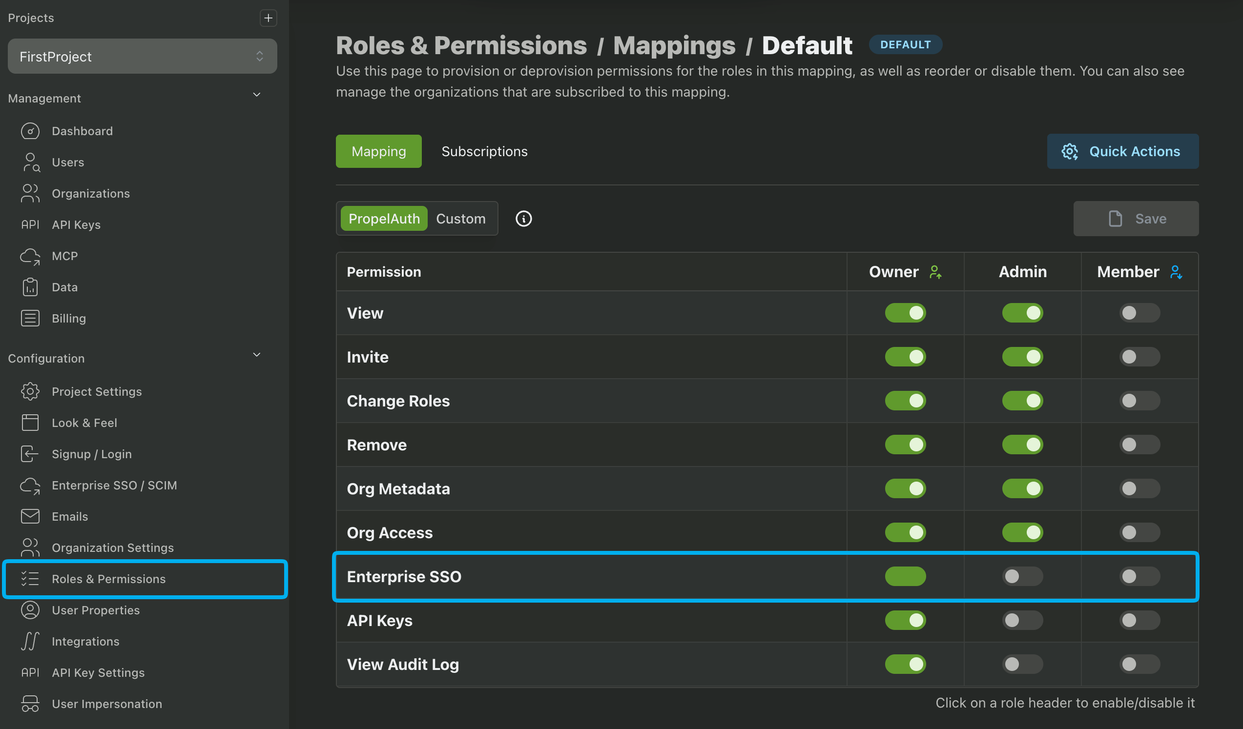 Setting the Enterprise SSO Permission