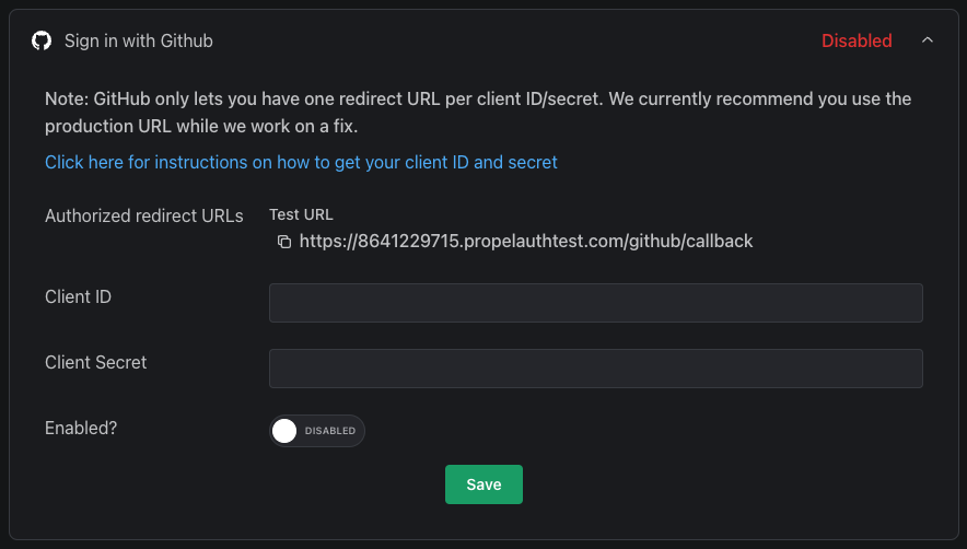 Sign in with github example