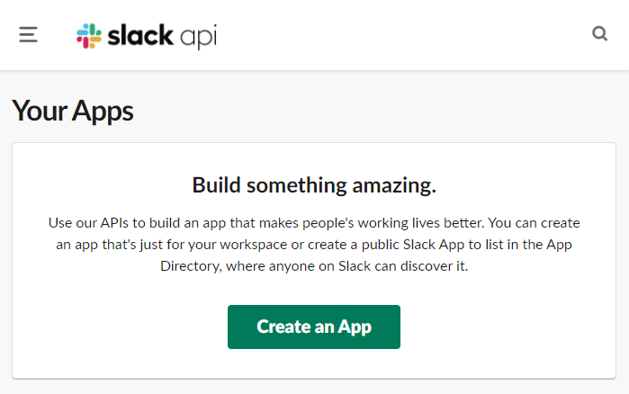 click create an app