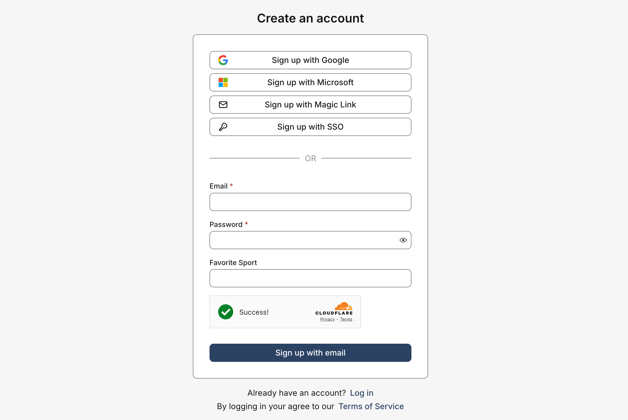 Turnstile Example on Signup Page